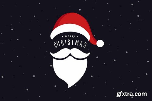 Merry Christmas greeting Santa Claus branch and Santa Hat vectors