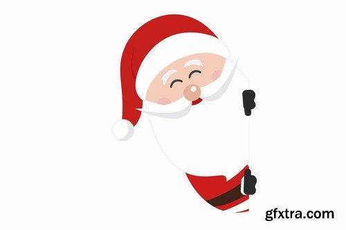 Merry Christmas greeting Santa Claus branch and Santa Hat vectors