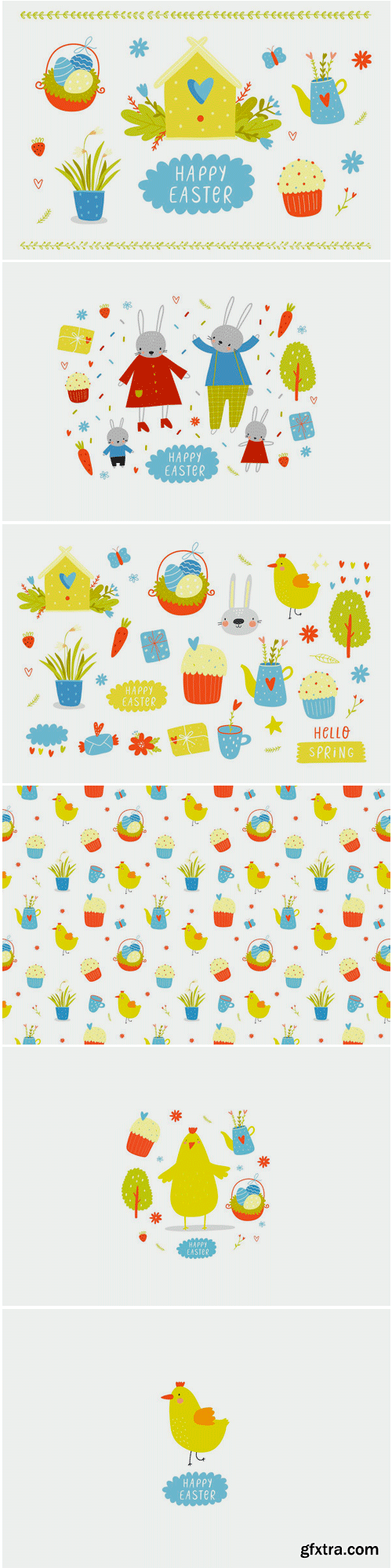 CM - Happy Easter Vector Set with Bunny 3407728