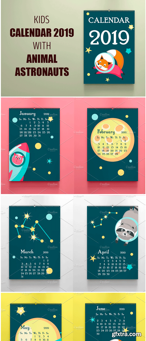 CM - Space Calendar Animal Austronauts 3271582