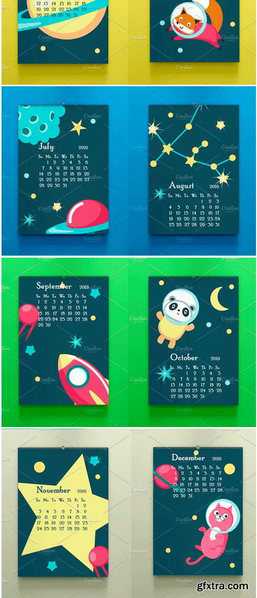 CM - Space Calendar Animal Austronauts 3271582