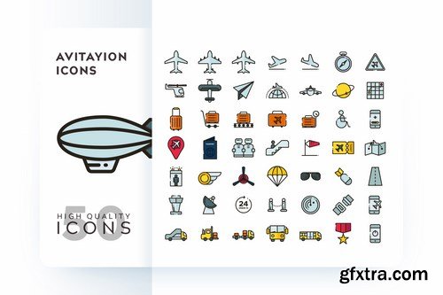 FLAT FILLED COLOR MONOCHROME OUTLINE GRADIENT Icons Pack