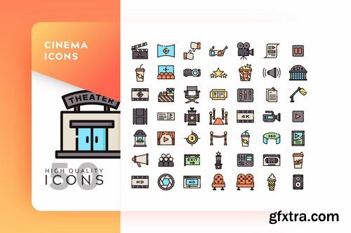 FLAT FILLED COLOR MONOCHROME OUTLINE GRADIENT Icons Pack