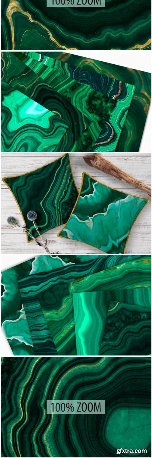 10 Malachite & Gold Geode Textures 1730295