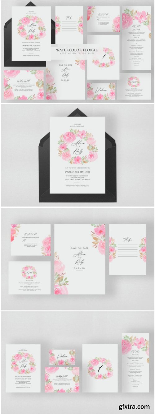 Watercolor Floral Wedding Suite 1730585