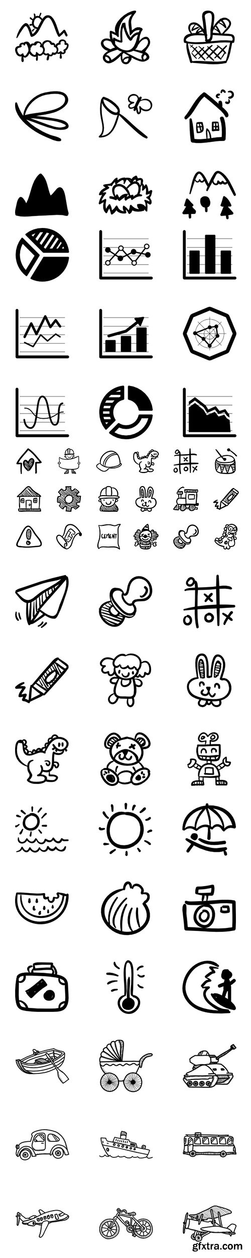 430+ Hand Drawn Detailed Icons Set