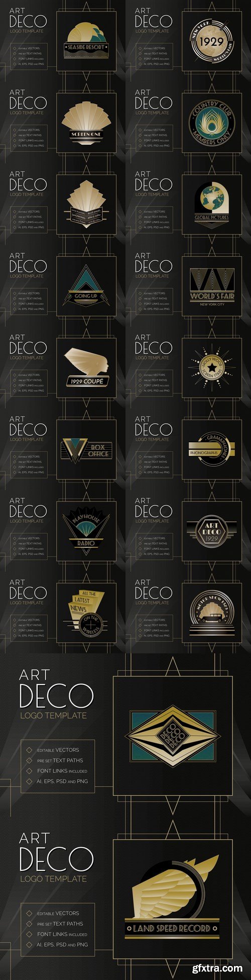 Art Deco Logo Templates Pack