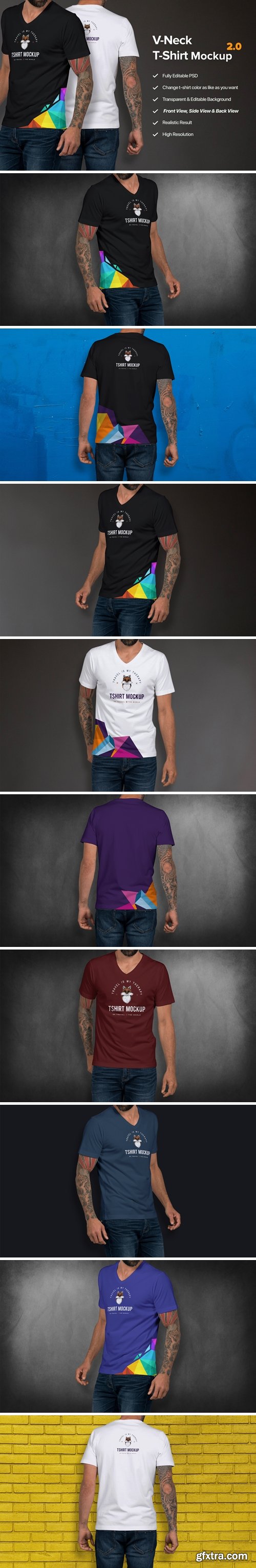 T-shirt Mockup Vol 02 (V-Neck Version)