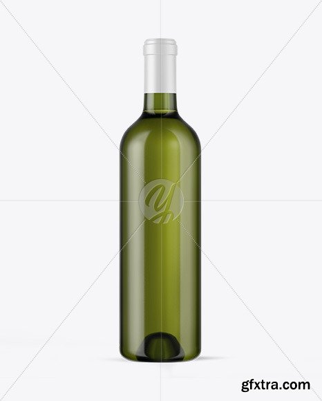 Green Glass White Wine Bottle Mockup 48003