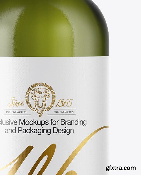 Green Glass White Wine Bottle Mockup 48003