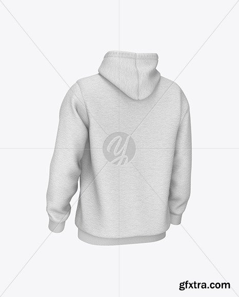 Melange Hoodie Mockup - Back Half Side View 48009