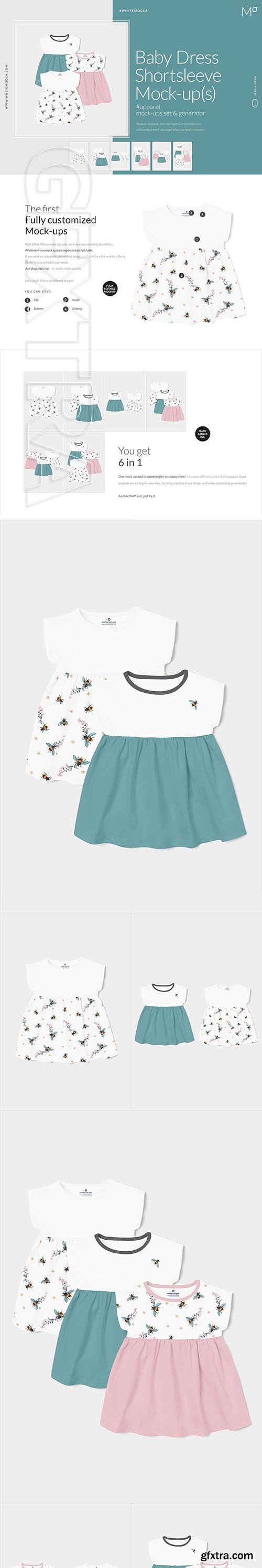 CreativeMarket - Baby Shortsleeve Dress Mock-ups Set 3993232