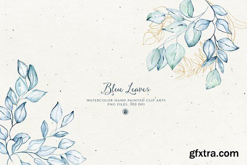 Blue Leaves with gold accent