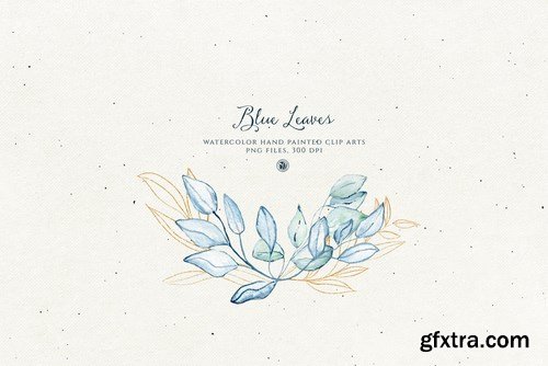 Blue Leaves with gold accent