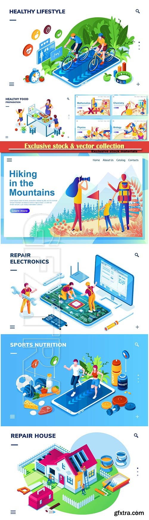 Website page isometric vector illustration, flat banner # 15