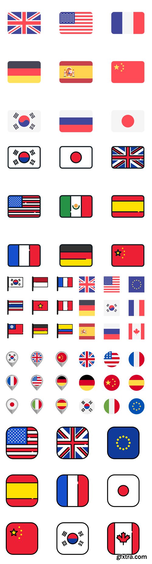 1000+ Internatinals Flags Collection Icons Set