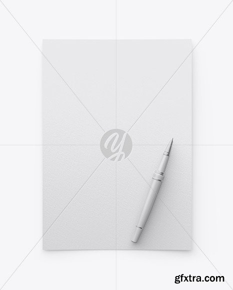 Textured A4 Paper w/ Pen Mockup 48065