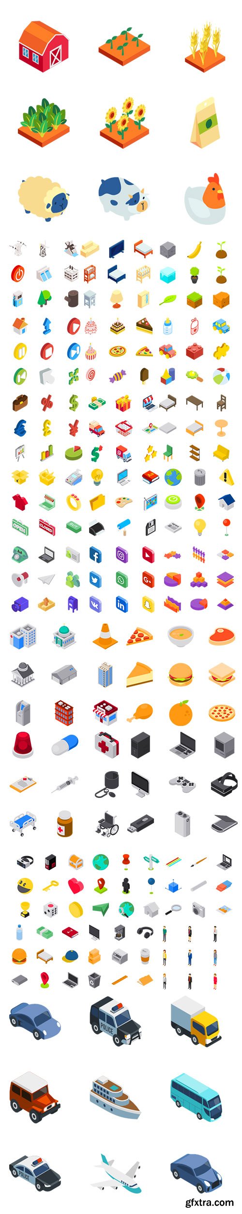 1000+ Isometric Flat Icons Set