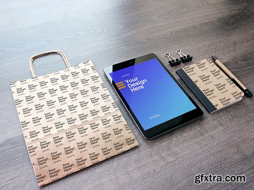 Bag, Tablet, and Notebook Mockup 283815067