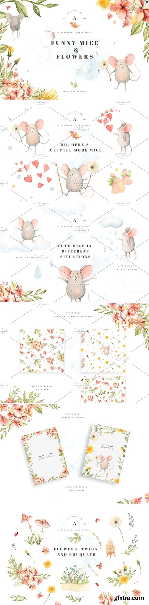 CM - Funny Little Mice & Flowers 3774621