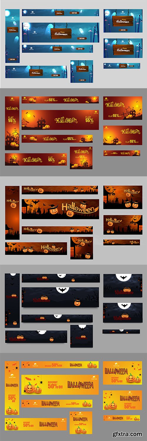 Set of Halloween Banner Design Template