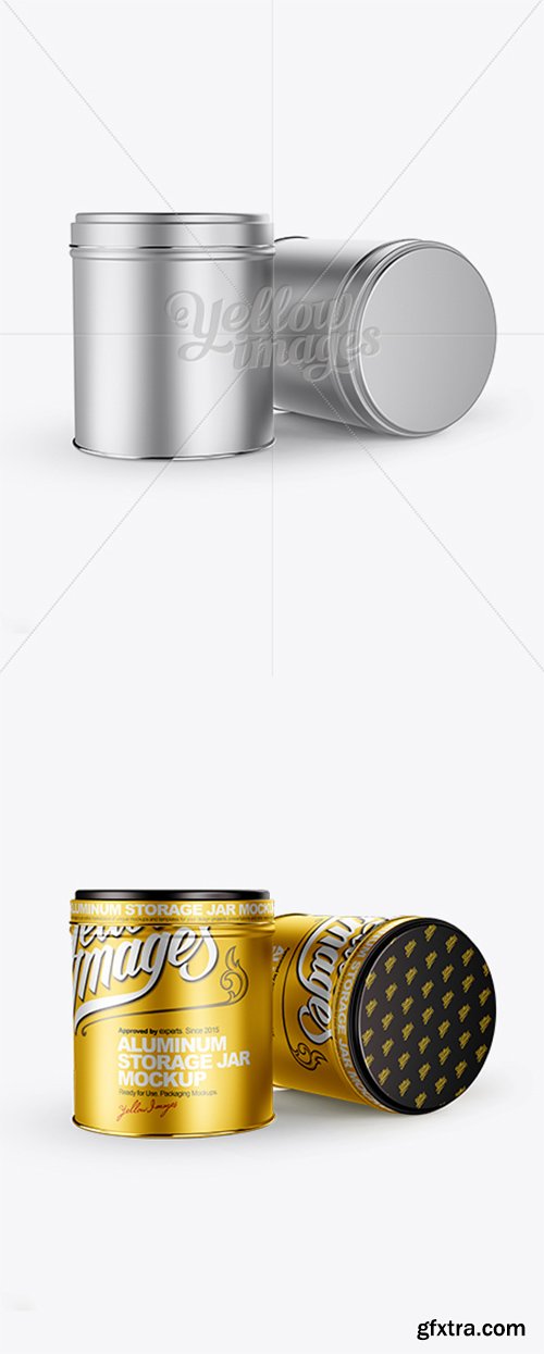 Two Aluminum Storage Jars Mockup 11381