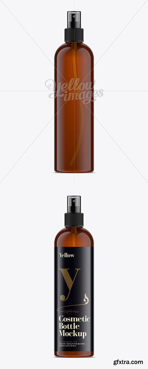 350ml Amber Plastic Boston Bottle Mock-Up 11497