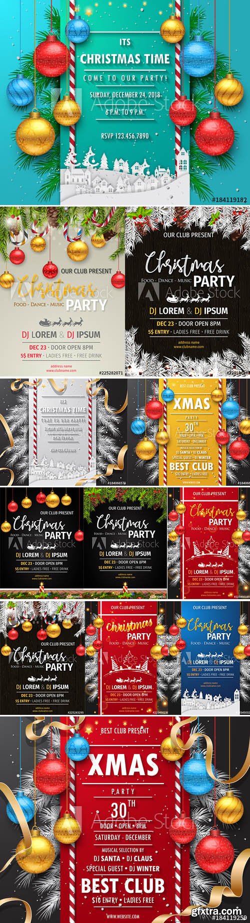 Festive Party Christmas Background Set