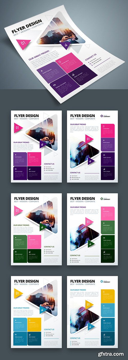 Colorful Business Flyer Layout with Triangle Elements 267840350