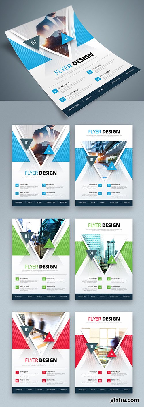 Colorful Business Flyer Layout with Triangle Elements 267840363