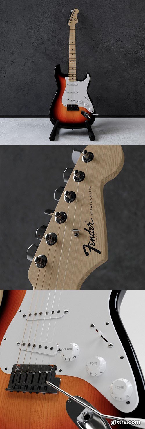 Fender Stratocaster California Sunburst 3D Model