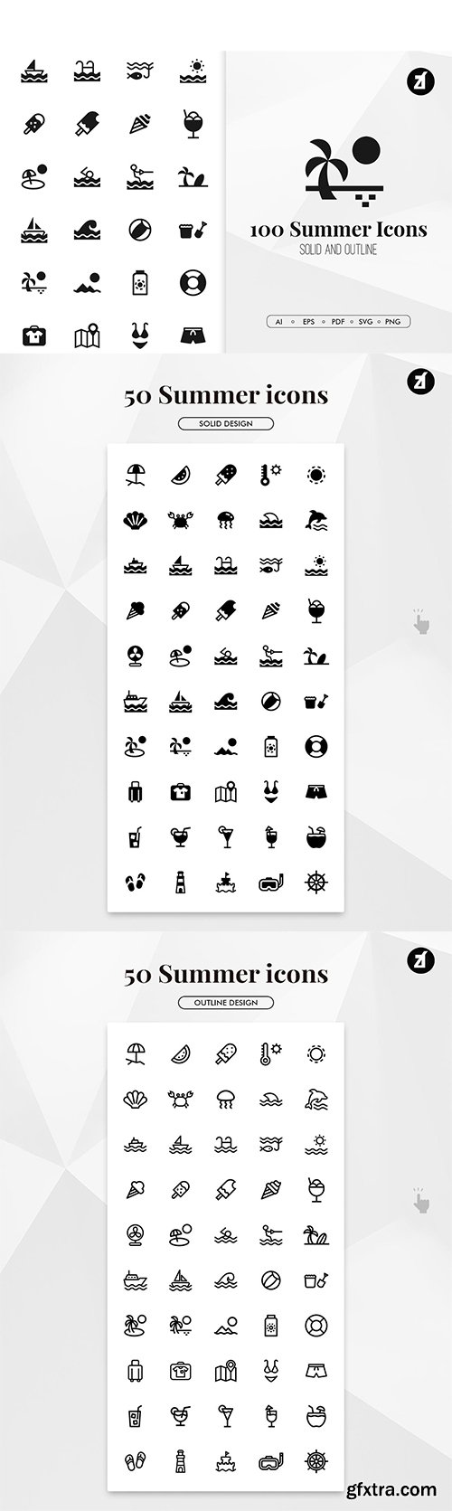 100 Summer holiday minimal icons