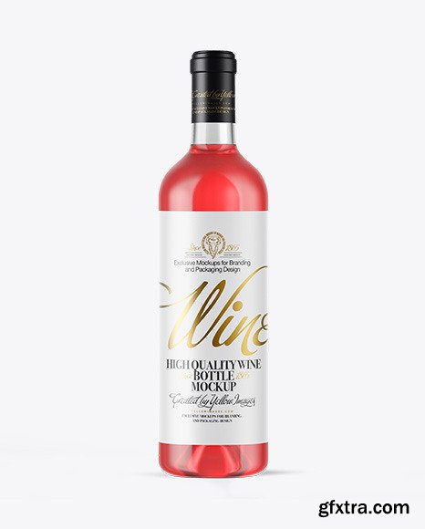 Clear Glass Pink Wine Bottle Mockup 48011