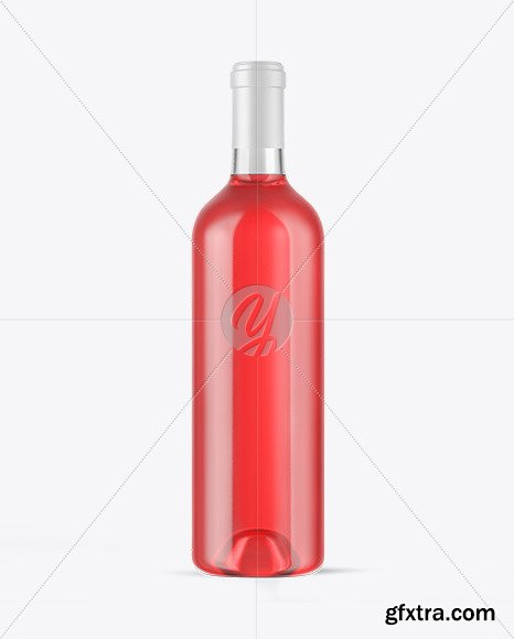 Clear Glass Pink Wine Bottle Mockup 48011