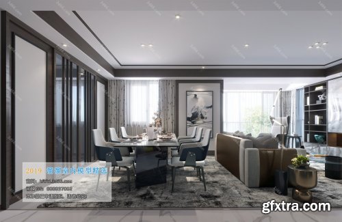 Dining Room & Kitchen Interior Scene 23 (2019)