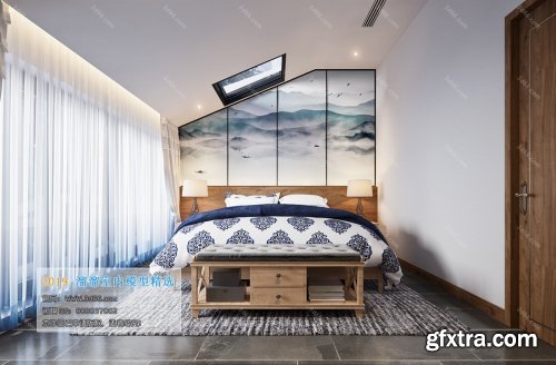 Modern Style Bedroom Interior Scene 34 (2019)