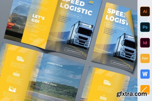 CreativeMarket - Trucking Logistics Brochure Bifold 3987129