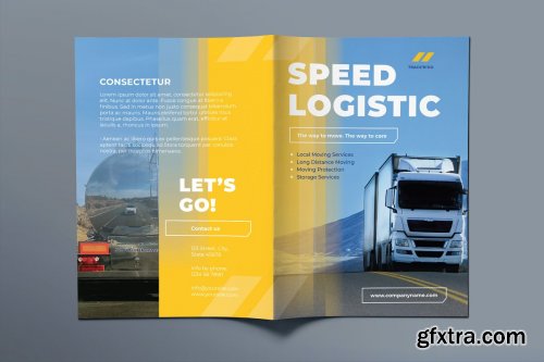 CreativeMarket - Trucking Logistics Brochure Bifold 3987129