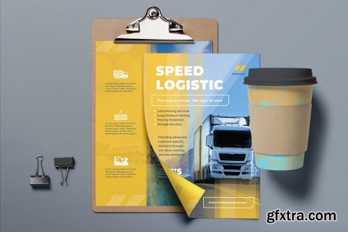 CreativeMarket - Trucking Logistics Flyer 3987153