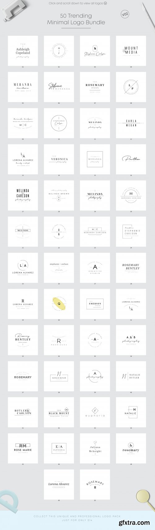 CreativeMarket - 200 Trending Minimal Logo Bundle 3983342