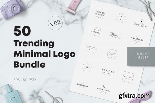 CreativeMarket - 200 Trending Minimal Logo Bundle 3983342