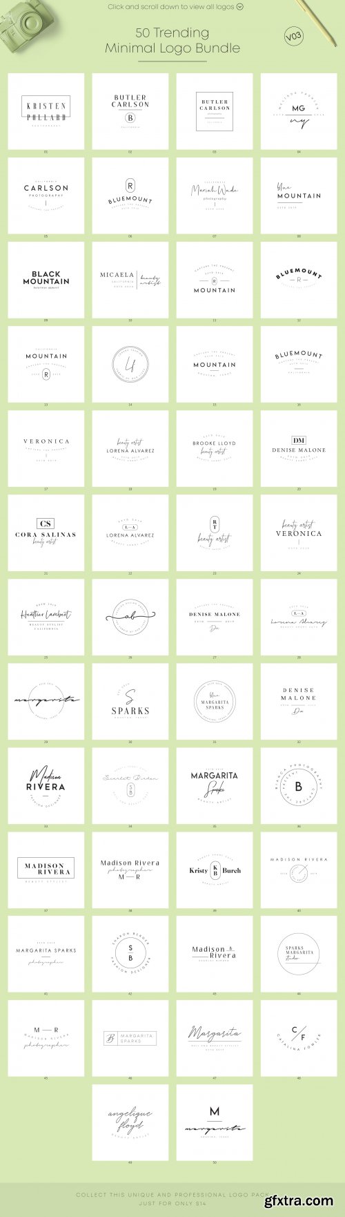 CreativeMarket - 200 Trending Minimal Logo Bundle 3983342