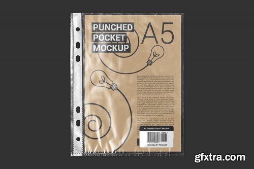 Designbundles - Punched Pocket For A5 Paper Size Mockup 305376