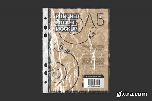 Designbundles - Punched Pocket For A5 Paper Size Mockup 305376