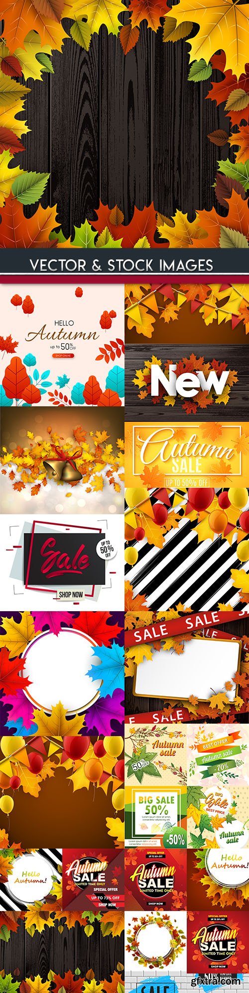 Autumn special sale and leaves wooden design background