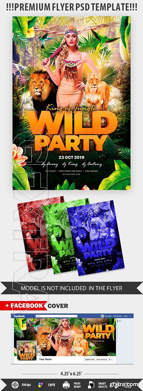 King of jungle wild party psd flyer