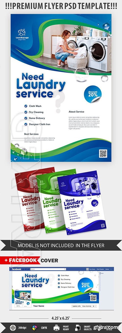 Laundry service psd flyer