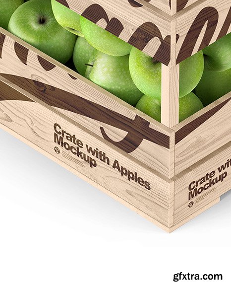 Wooden Crate with Apples Mockup 48166