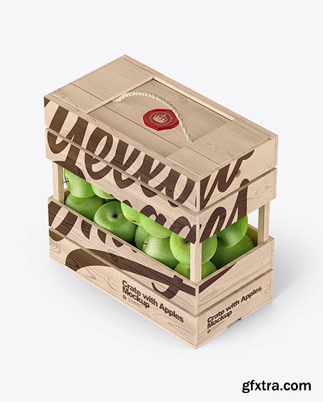 Wooden Crate with Apples Mockup 48166