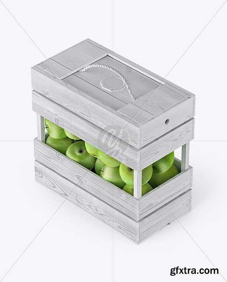 Wooden Crate with Apples Mockup 48166